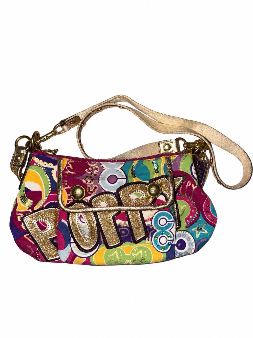 Coach Poppy Pop C Graffiti Multicolor Appliqué Shoulder/Crossbody Bag